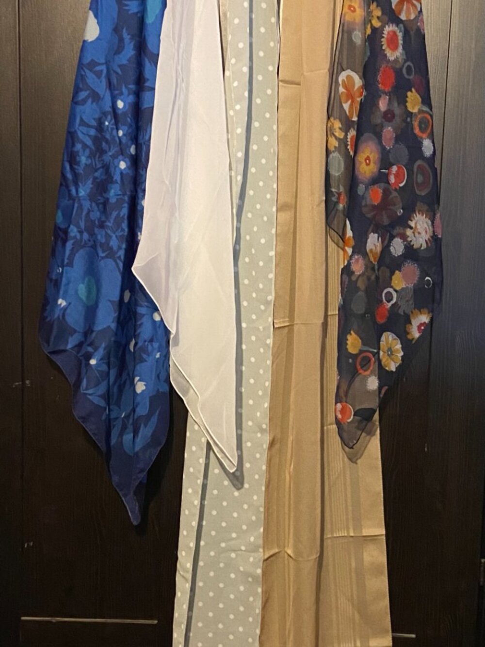 5 Vintage Scarves Lot#3 Different Colors and Sizes Some with Tags 60's to 90's - Picture 10 of 11